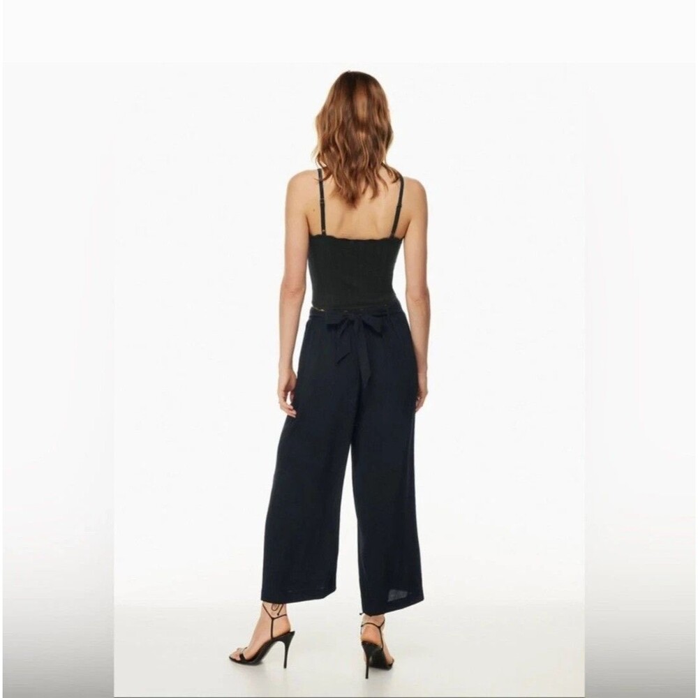 Aritzia Wilfred Sz Large The Faun Ankle Pant High-Waisted Wide-Leg Black Pants